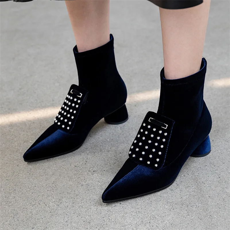 Meotina Autumn Ankle Boots Women Boots Zipper Round High Heels Elastic Boots Metal Decoration Pointed Toe Shoes Lady Size 34-40
Meotina Autumn Ankle Boots Women Boots Zipper Round High Heels Elastic Boots Metal Decoration Pointed Toe Shoes Lady Size 34-40