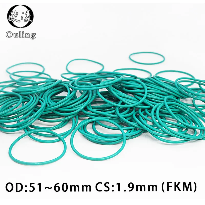 

Rubber Ring Green FKM O ring Seal 1.9mm Thickness OD51/52/53/54/55/56/57/58/59/60mm Rubber ORing Seal Oil Fuel fkm Gasket Washer