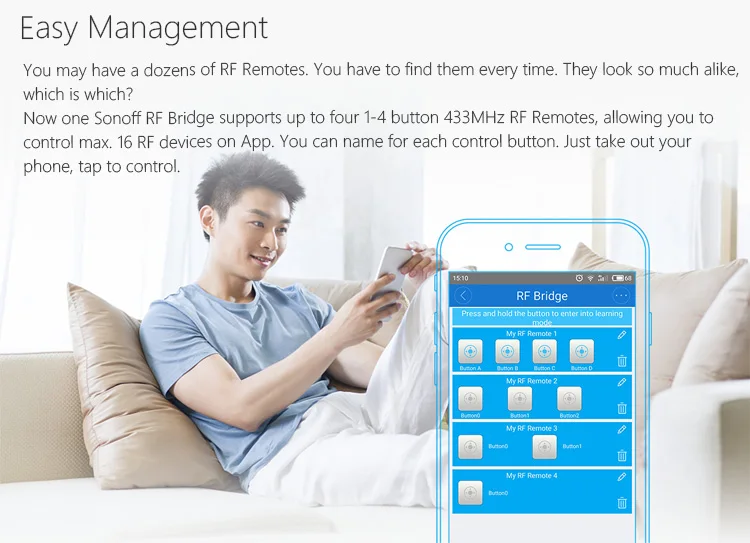 SONOFF RF Bridge Wifi 433Mhz Wireless Remote Control Switch Smart Intelligent Home Automation Module Alexa And Google Assistant
SONOFF RF Bridge Wifi 433Mhz Wireless Remote Control Switch Smart Intelligent Home Automation Module Alexa And Google Assistant