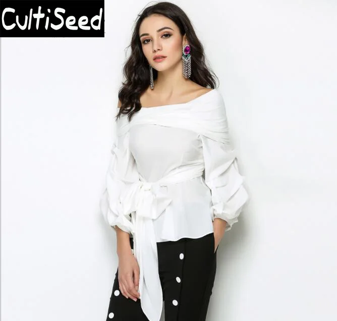 Elegant Office Work Striped Slim Shirts Blouses Female Slash Neck Off the Shoulder Lacing up Bow Shirts Tops with Puff Sleeve
Elegant Office Work Striped Slim Shirts Blouses Female Slash Neck Off the Shoulder Lacing up Bow Shirts Tops with Puff Sleeve