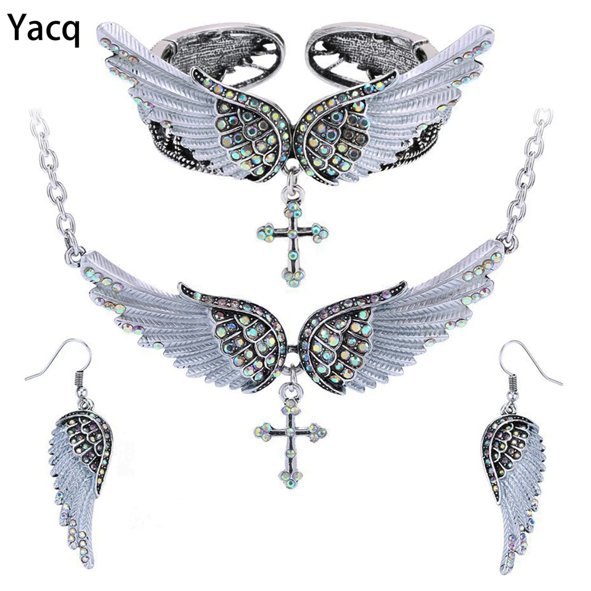 Yacq Angel Wing Cross Necklace Earrings Bracelet Set Women Biker Jewelry Birthday Gifts Her Mom Wife Girlfriend Dropshipping
Yacq Angel Wing Cross Necklace Earrings Bracelet Set Women Biker Jewelry Birthday Gifts Her Mom Wife Girlfriend Dropshipping