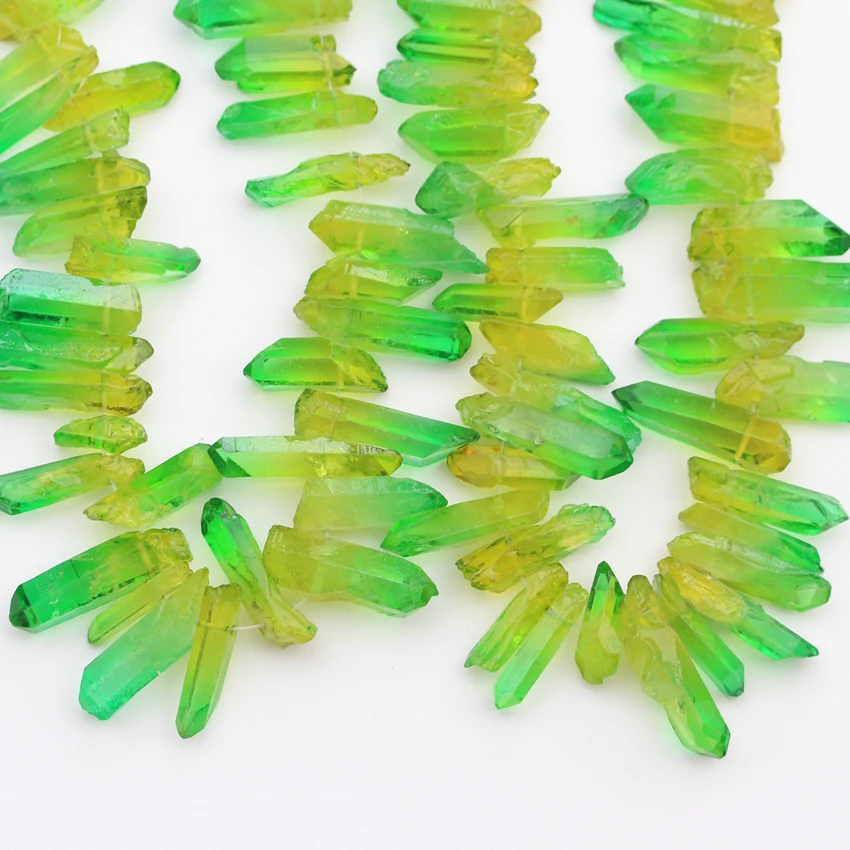Dyed Yellow Green Crystal Quartz Spikes Beads,Natural Crystal Points Beads Jewelry Strand
Dyed Yellow Green Crystal Quartz Spikes Beads,Natural Crystal Points Beads Jewelry Strand