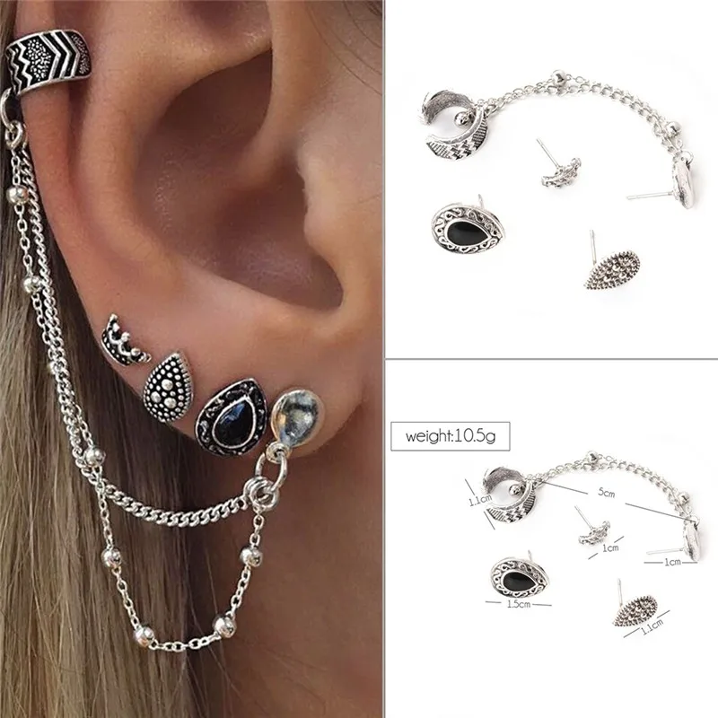 4 Pcs/Set Bohemian Style Vintage Geometric Crown Tassel Chain Clip Cuff Earrings For Women 2017 Wholesale
4 Pcs/Set Bohemian Style Vintage Geometric Crown Tassel Chain Clip Cuff Earrings For Women 2017 Wholesale
