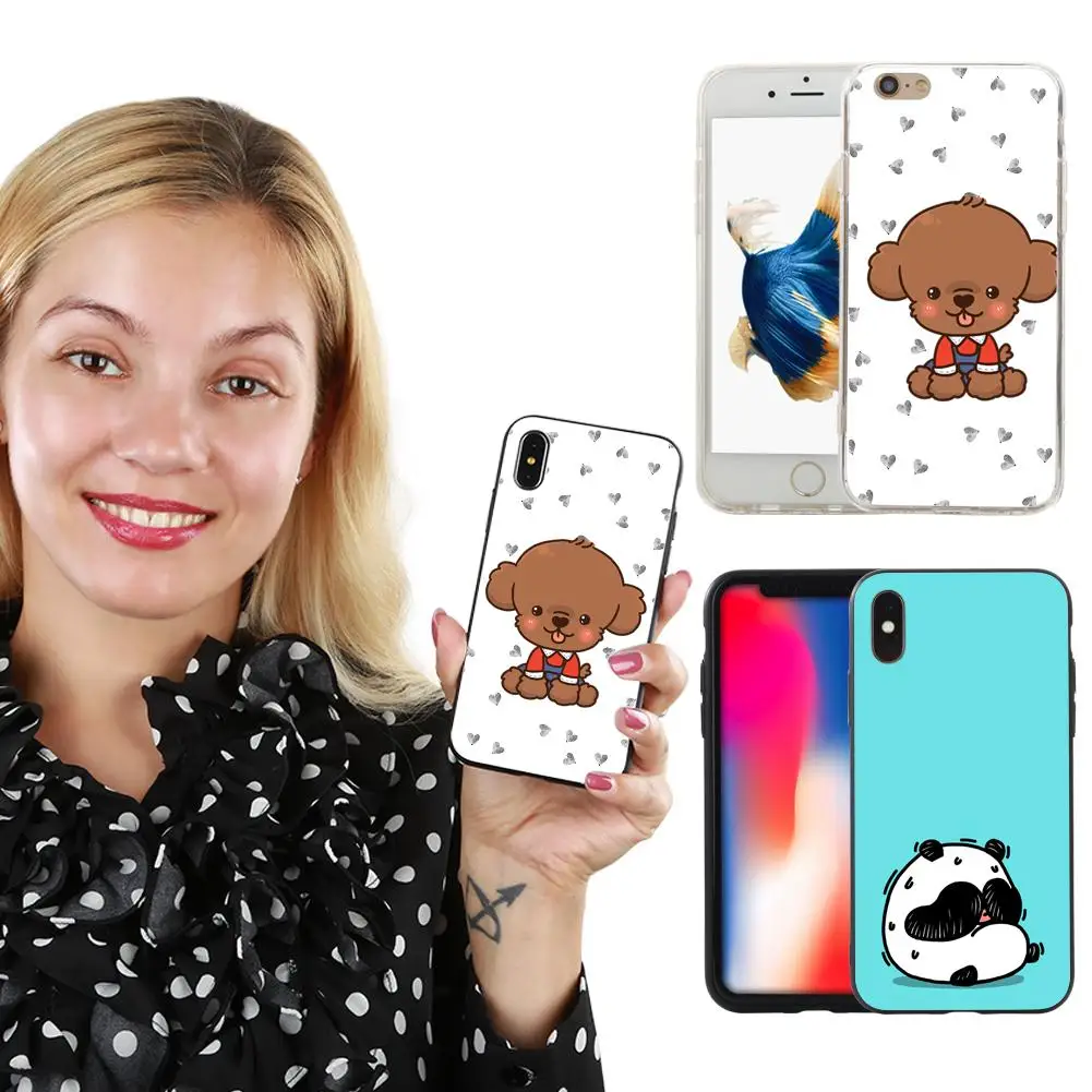 Прекрасный мультфильм Тедди Панда печатных Телефон чехол для iPhone X 8 плюс 7 6 S