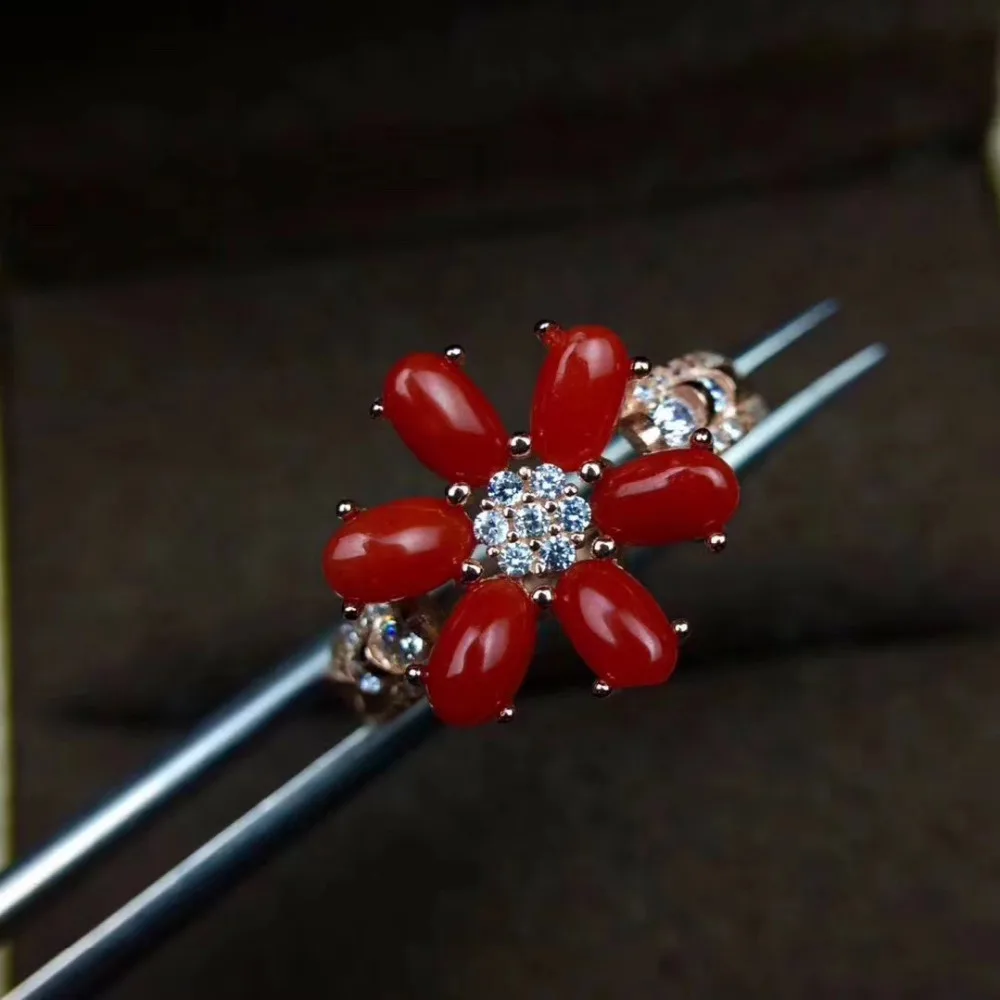 Fashion Elegant flowers Natural red coral gem Ring S925 Silver Natural gemstone Ring Women girl wedding party gift Ring Jewelry 
Fashion Elegant flowers Natural red coral gem Ring S925 Silver Natural gemstone Ring Women girl wedding party gift Ring Jewelry