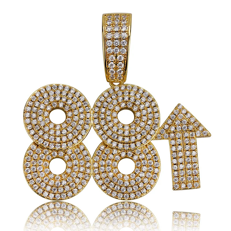 Hip Hop AAA CZ Stones Paved Bling Ice Out 88 Rising Rich Chigga Pendants Necklace for Men Rapper Jewelry Gold Silver Color Gift
Hip Hop AAA CZ Stones Paved Bling Ice Out 88 Rising Rich Chigga Pendants Necklace for Men Rapper Jewelry Gold Silver Color Gift