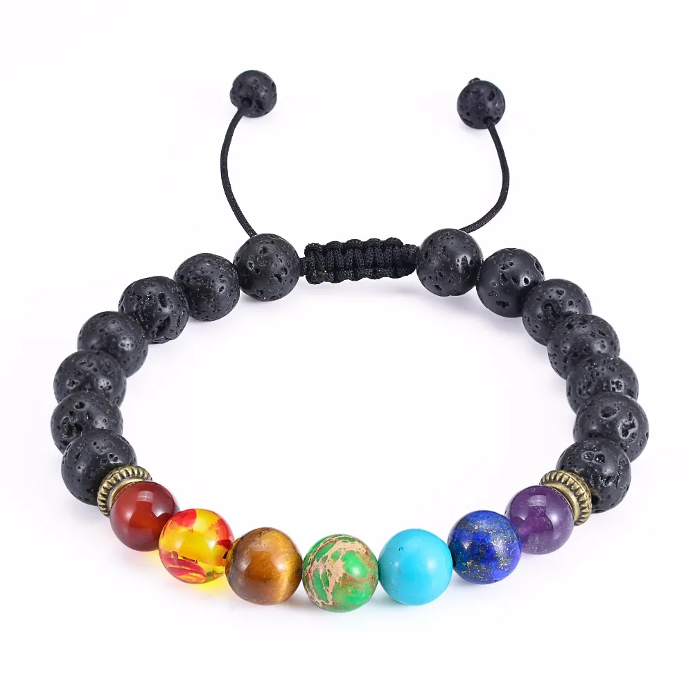 7 Chakra Yoga Black Lava Beads Weave Braided Rope Bracelets Healing Balance Natural Stone Beads Bracelet Bangle
7 Chakra Yoga Black Lava Beads Weave Braided Rope Bracelets Healing Balance Natural Stone Beads Bracelet Bangle