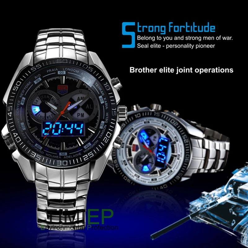 TVG Mens New Hight Quality Full Steel Clock Blue Binary Pointer LED Digital Watch Military Sport Watch Men Waterproof Watch часы
TVG Mens New Hight Quality Full Steel Clock Blue Binary Pointer LED Digital Watch Military Sport Watch Men Waterproof Watch часы