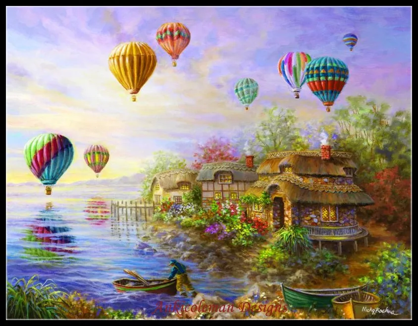 Needlework for embroidery DIY DMC Quality - Counted Cross Stitch Kits 14 ct Oil painting - Air Balloons over Cottage Villecat
Needlework for embroidery DIY DMC Quality - Counted Cross Stitch Kits 14 ct Oil painting - Air Balloons over Cottage Villecat