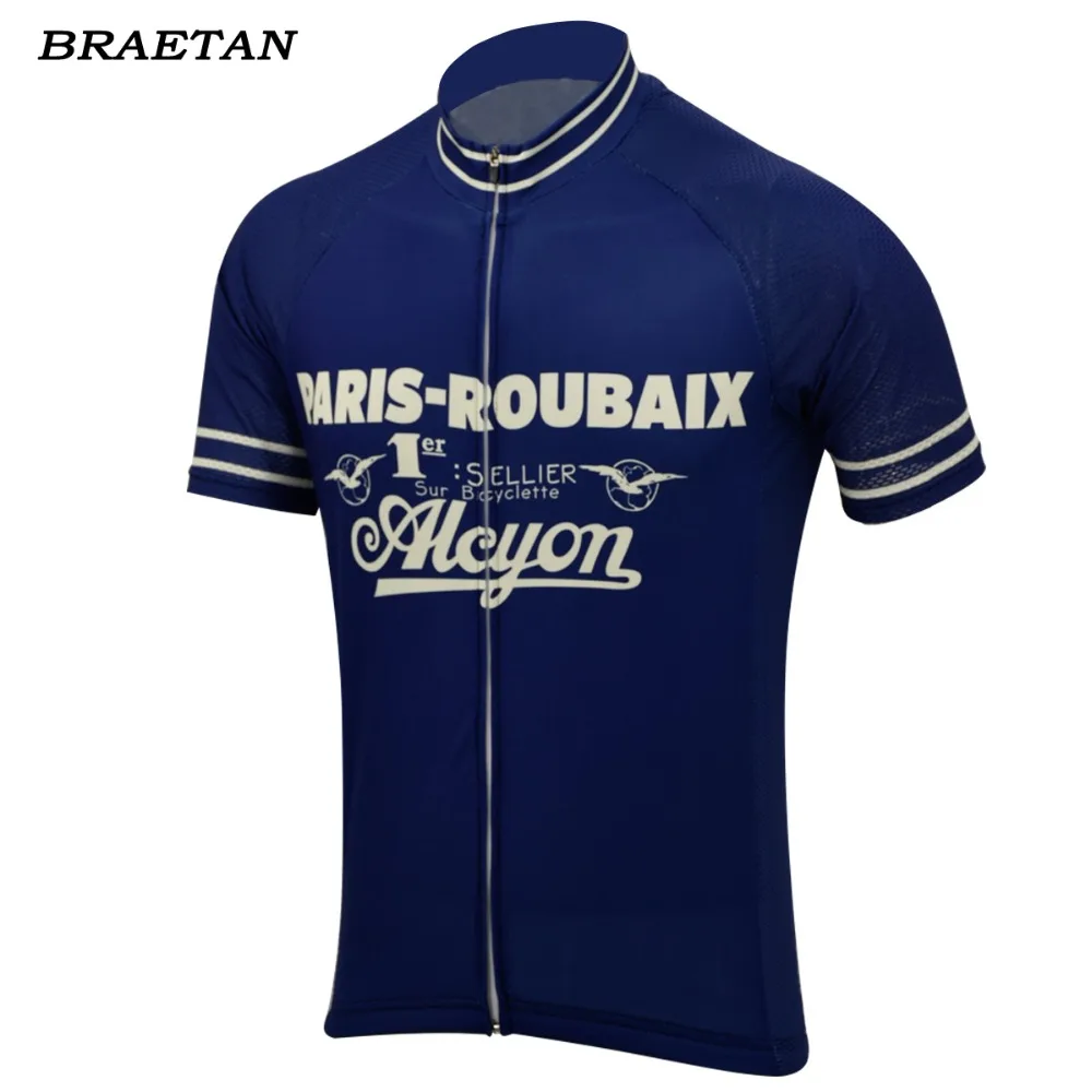 Фото Мужская велосипедная Джерси paris roubaix классическая синяя одежда для езды на