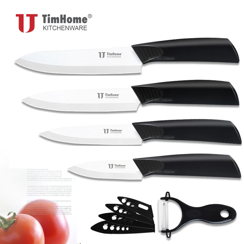 Timhome Ceramic Knife Set 3" 4" 5" 6" Inch With Peeler Knife Covers White Blade Zirconia For Kitchen
Timhome Ceramic Knife Set 3" 4" 5" 6" Inch With Peeler Knife Covers White Blade Zirconia For Kitchen