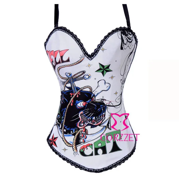 Removable Straps Animal Lion Printed Burlesque Corset White Cotton Corsets And Bustiers Women Gothic corpetes e espartilhos XXL
Removable Straps Animal Lion Printed Burlesque Corset White Cotton Corsets And Bustiers Women Gothic corpetes e espartilhos XXL