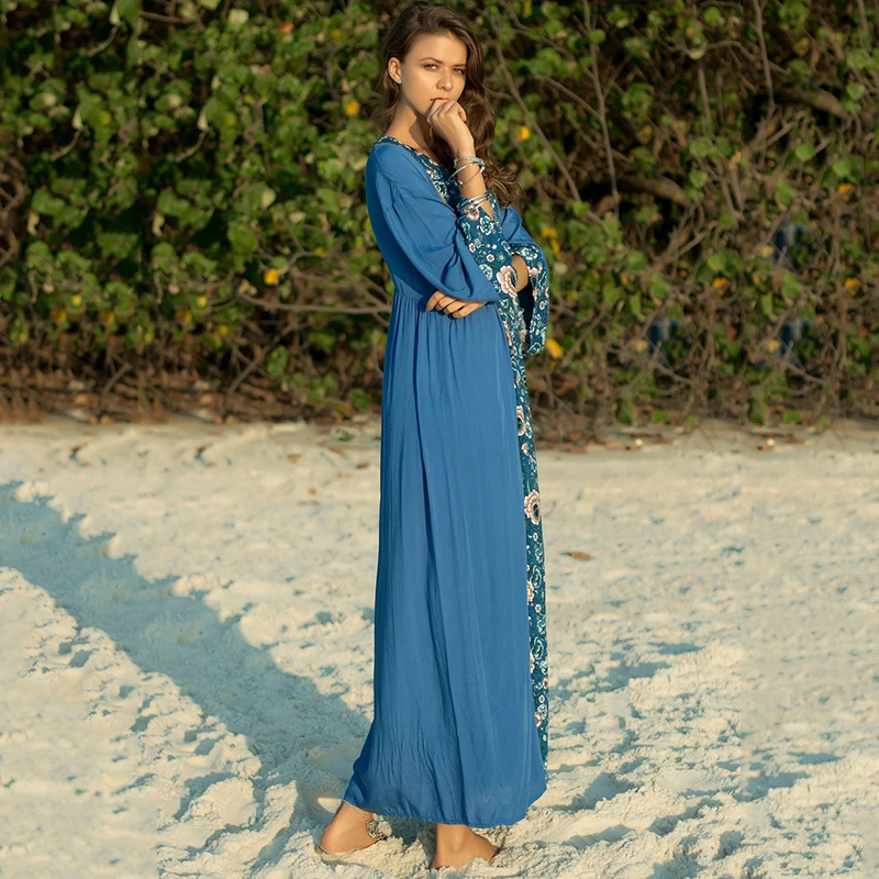 Flower print pattern round neck beach loose leisure holiday long long sleeve dress
Flower print pattern round neck beach loose leisure holiday long long sleeve dress