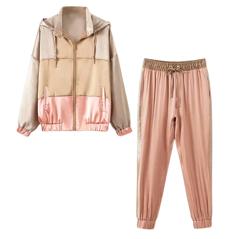Set female 2019 autumn new temperament casual color matching hooded jacket + trousers elegant fashion two-piece women's clothing
Set female 2019 autumn new temperament casual color matching hooded jacket + trousers elegant fashion two-piece women's clothing