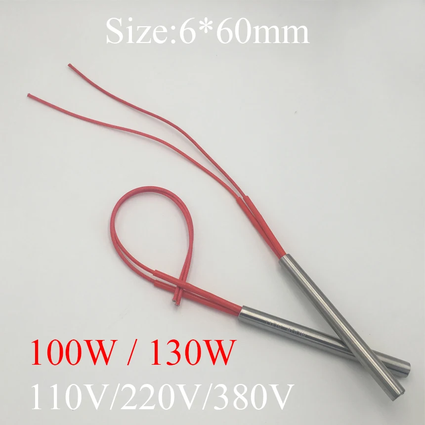 6x60 6*60mm 100W 130W AC 110V 220V 380V Stainless Steel Cylinder Tube Mold Heating Element Single End Cartridge Heater
6x60 6*60mm 100W 130W AC 110V 220V 380V Stainless Steel Cylinder Tube Mold Heating Element Single End Cartridge Heater