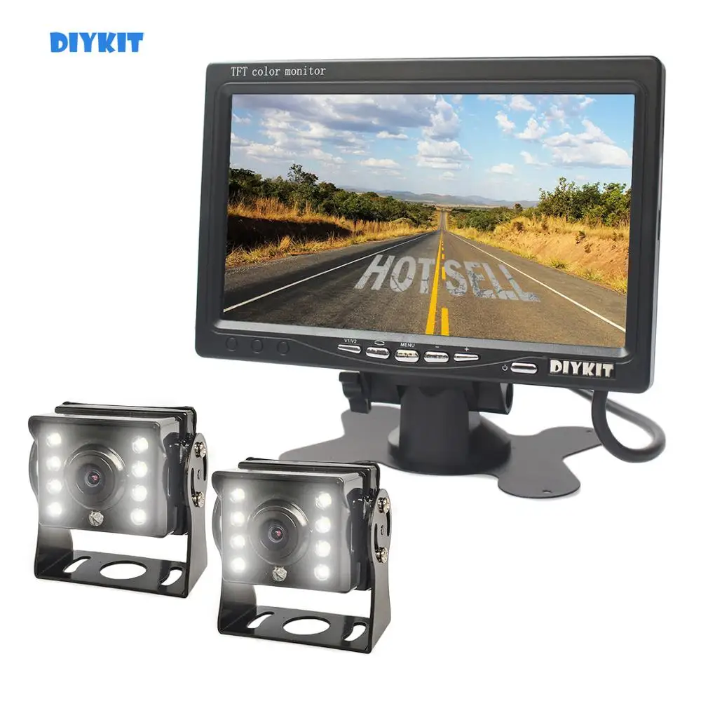 DIYKIT 7" Vehicle Reverse Monitor + 2 x 4pin LED Color Night Vision CCD Rear View Backup Camera for Bus Houseboat Truck
DIYKIT 7" Vehicle Reverse Monitor + 2 x 4pin LED Color Night Vision CCD Rear View Backup Camera for Bus Houseboat Truck