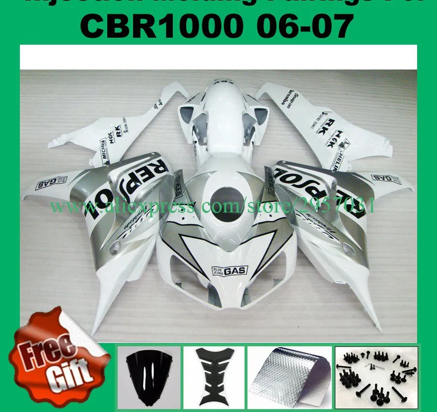 Free screws+gifts Injection molding fairings set for CBR 1000 RR 2006 2007 White Silver REPSOL CBR1000RR 06 07 CBR 1000RR
Free screws+gifts Injection molding fairings set for CBR 1000 RR 2006 2007 White Silver REPSOL CBR1000RR 06 07 CBR 1000RR