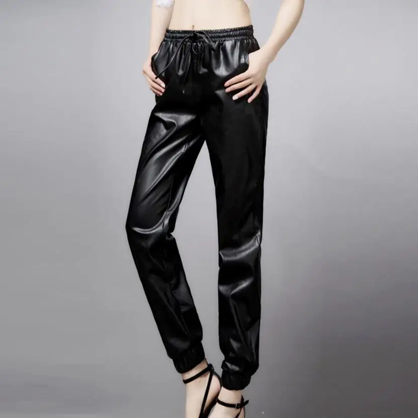 new women's casual pants pu leather pants pants Elastic waist harem pants high quality
new women's casual pants pu leather pants pants Elastic waist harem pants high quality