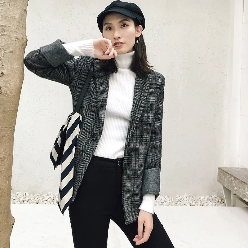 Autumn winter woman Vintage plaid suit jacket straight casual woolen jacket Suit Plaid Slim Blazer woman Plaid wool suit Female
Autumn winter woman Vintage plaid suit jacket straight casual woolen jacket Suit Plaid Slim Blazer woman Plaid wool suit Female