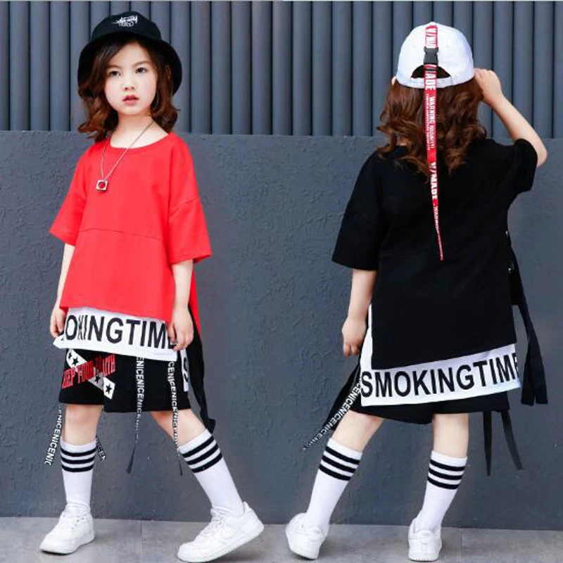 New Kids Street Dance Clothing For Girls Boys Black Red Long Sleeve Oversize Hip Hop T Shirt Pant Two Pieces Children Sport Set
New Kids Street Dance Clothing For Girls Boys Black Red Long Sleeve Oversize Hip Hop T Shirt Pant Two Pieces Children Sport Set