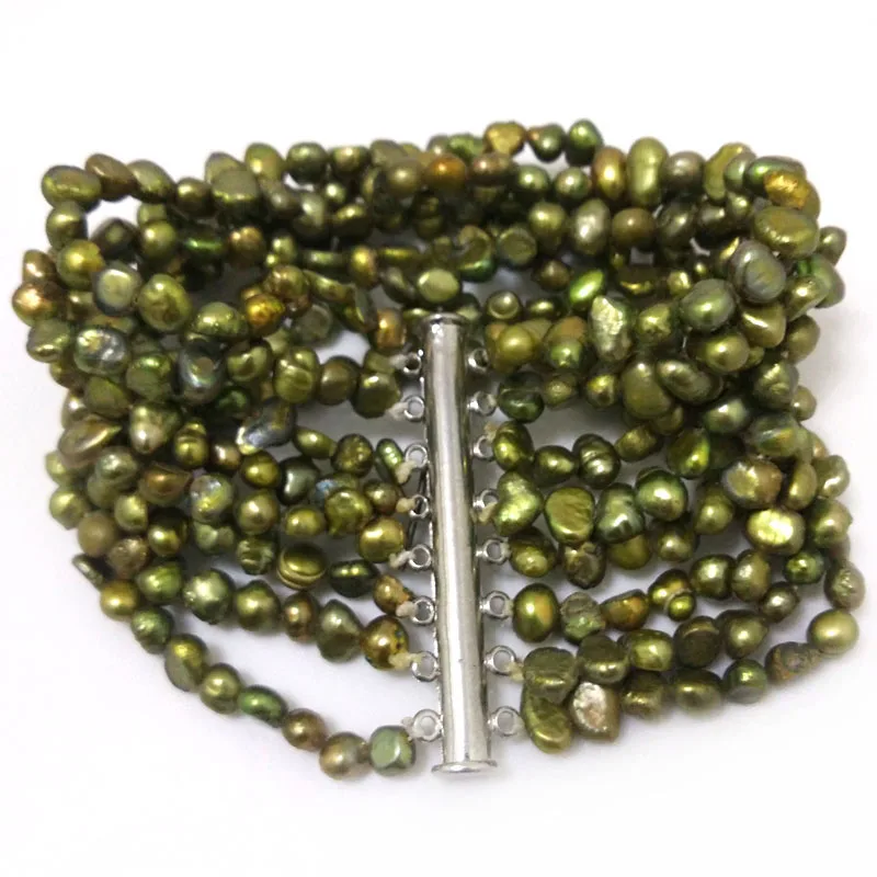 7.5 inches 8 Rows 6-7mm Army Green Natural Freshwater Nugget Baroque Pearl Bracelet
7.5 inches 8 Rows 6-7mm Army Green Natural Freshwater Nugget Baroque Pearl Bracelet