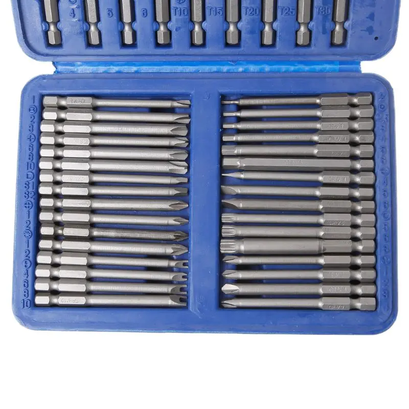 50Pcs Extra Long Screwdriver Bit Set Hex Star Torx Slotted Spline Square Screwdriver Tool Kit
50Pcs Extra Long Screwdriver Bit Set Hex Star Torx Slotted Spline Square Screwdriver Tool Kit