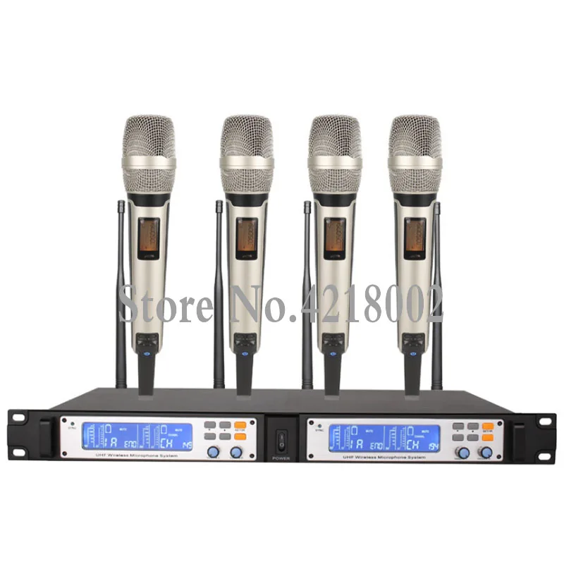 Беспроводной микрофон Pro UHF 4 ручных микрофона набор аудио для всей семьи вечерние