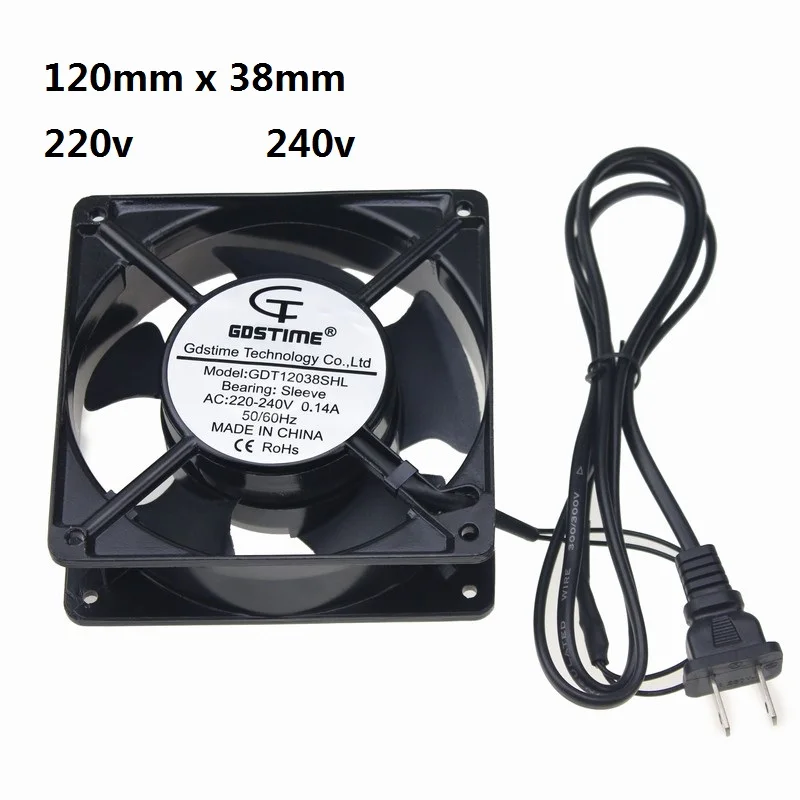 20 pcs Gdstime AC 220V 240V Two Flat Pin Connectors 120x120x38mm Axial Flow cooler 120MM Cooling Fan 12cm
20 pcs Gdstime AC 220V 240V Two Flat Pin Connectors 120x120x38mm Axial Flow cooler 120MM Cooling Fan 12cm