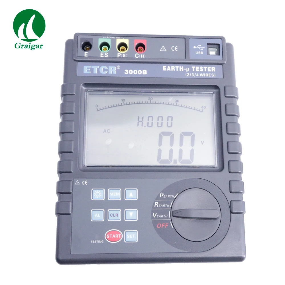 New ETCR3000B Digital Earth Resistance Tester Earth Voltage AC Voltage Tester with Blue Screen Backlight
New ETCR3000B Digital Earth Resistance Tester Earth Voltage AC Voltage Tester with Blue Screen Backlight
