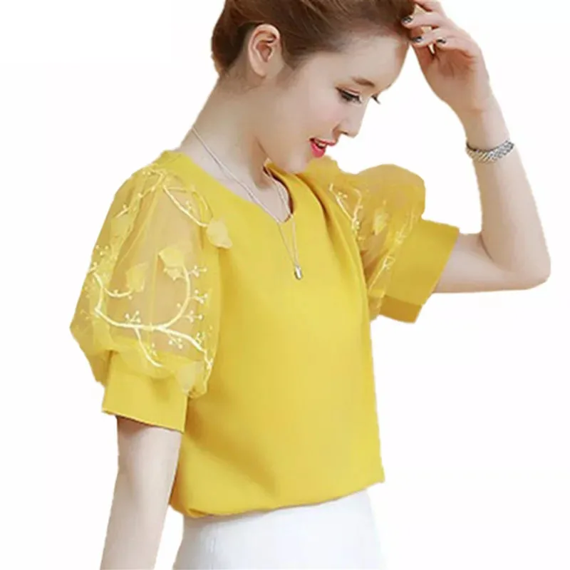 Embroidery Off Shoulder Shirt Women Spring Summer Style Chiffon Mesh Patchwork Blouses Lady Short Sleeve Blouses Tops DD2408
Embroidery Off Shoulder Shirt Women Spring Summer Style Chiffon Mesh Patchwork Blouses Lady Short Sleeve Blouses Tops DD2408