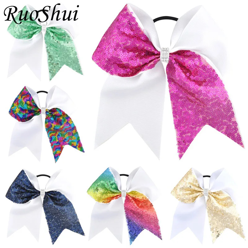 6pcs 7 Inch Grils Large Hair Bow Rhinestone Grosgrain Ribbon Bow Sequins Ponytail With Elastic Band Women Girl Hair Accessories
6pcs 7 Inch Grils Large Hair Bow Rhinestone Grosgrain Ribbon Bow Sequins Ponytail With Elastic Band Women Girl Hair Accessories