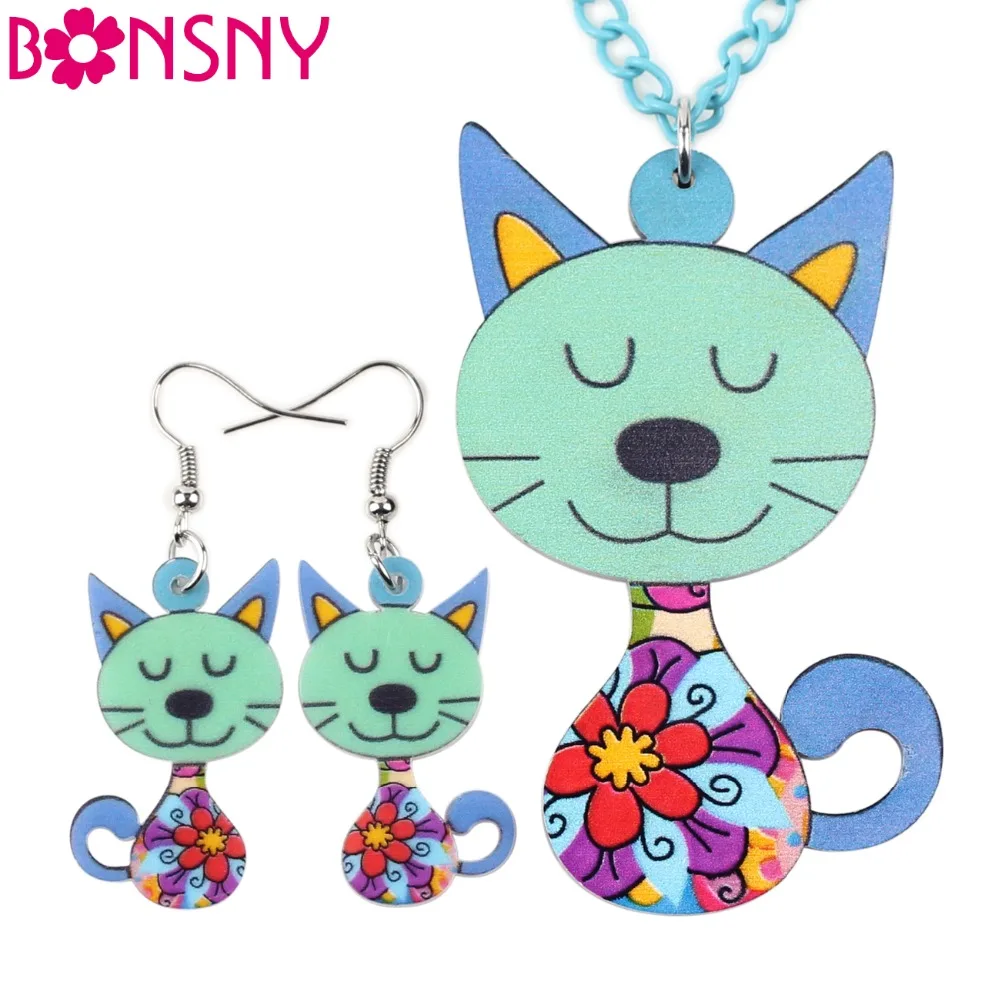 Bonsny Brand Acrylic Cat Necklace Earrings Jewelry Sets Animal Design Choker Fashion Jewelry 2016 News For Women Girl Gift
Bonsny Brand Acrylic Cat Necklace Earrings Jewelry Sets Animal Design Choker Fashion Jewelry 2016 News For Women Girl Gift