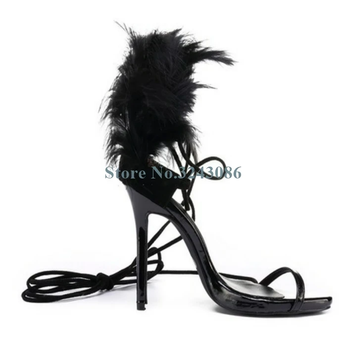 Open Toe Single Strap Thin High Heel Sandals Black Feather Show Shoes Elegant Banquet Women Shoes Leather Ankle Strap Sandals
Open Toe Single Strap Thin High Heel Sandals Black Feather Show Shoes Elegant Banquet Women Shoes Leather Ankle Strap Sandals