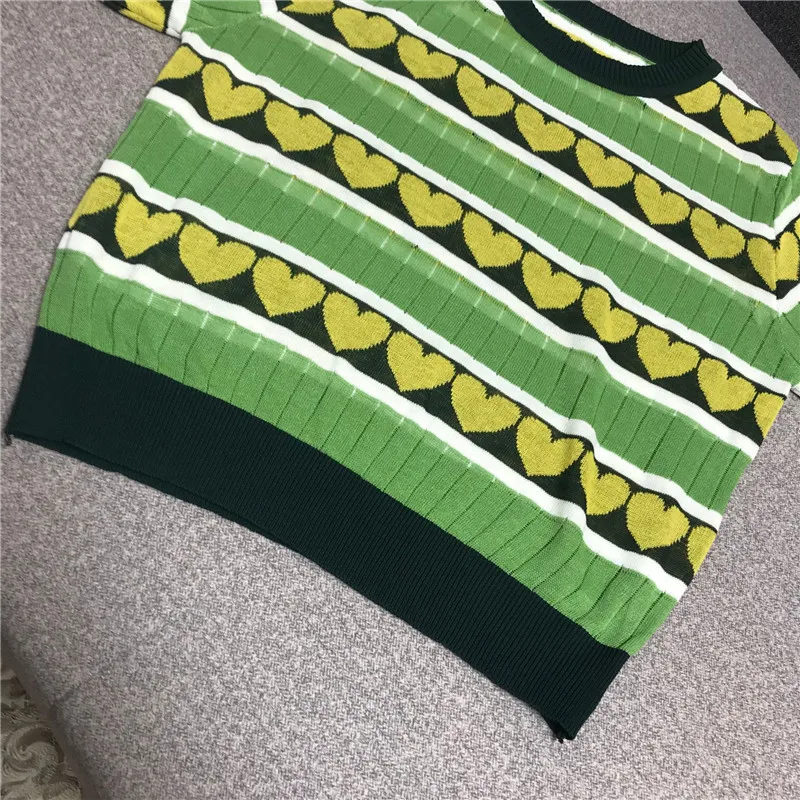 Luxury Designer Brand Knitted Top for Women O Neck Short Sleeve Avocado Green Love Perspective Ice Silk Thin Knitted Pullovers
Luxury Designer Brand Knitted Top for Women O Neck Short Sleeve Avocado Green Love Perspective Ice Silk Thin Knitted Pullovers