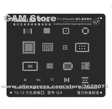 For iPhone 5S BGA Stencil Wifi Nand flash Baseband CPU Power IC Power Amplifier Reballing Pin Tin Plant Net Solder Heat Template
For iPhone 5S BGA Stencil Wifi Nand flash Baseband CPU Power IC Power Amplifier Reballing Pin Tin Plant Net Solder Heat Template