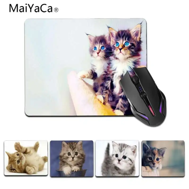 Высококачественный Прямоугольный Коврик для мыши MaiYaCa в виде кошки с голубыми