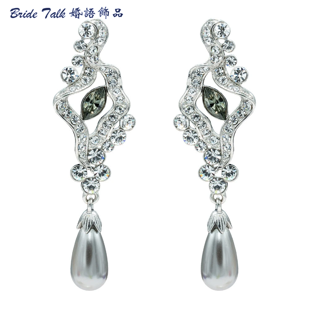 New 2015 Trendy Austrian Crystal Pearl Flower Earrings for Wedding Bridal Earring Woman Jewelry Prom Free Shipping SEA0913 | Украшения и