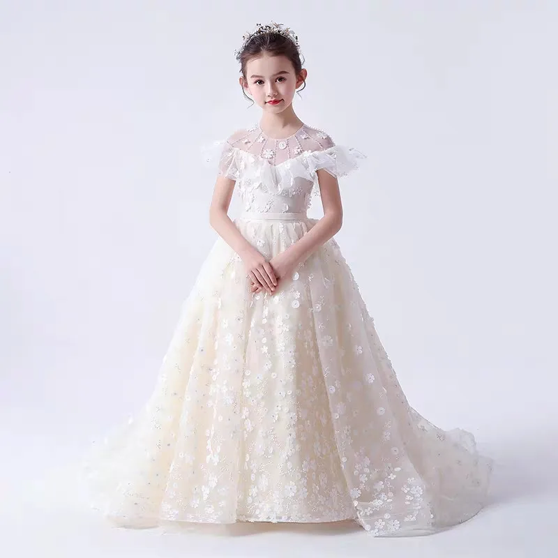 2019Luxury Children Girls Exquisite Champagne Color Birthday Wedding Party Princess Long Tail Mesh Dress Kids Flowers Host Dress
2019Luxury Children Girls Exquisite Champagne Color Birthday Wedding Party Princess Long Tail Mesh Dress Kids Flowers Host Dress