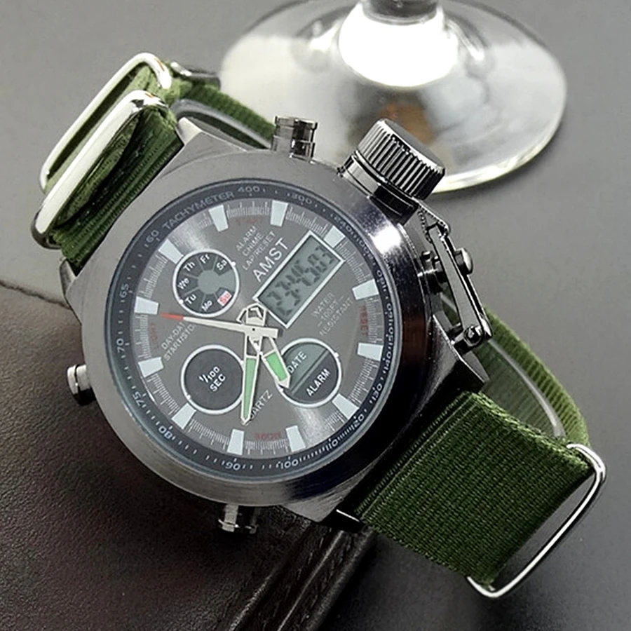 Новинка 2021 мужские часы AMST люксового бренда 5ATM 50m светодиодные цифровые