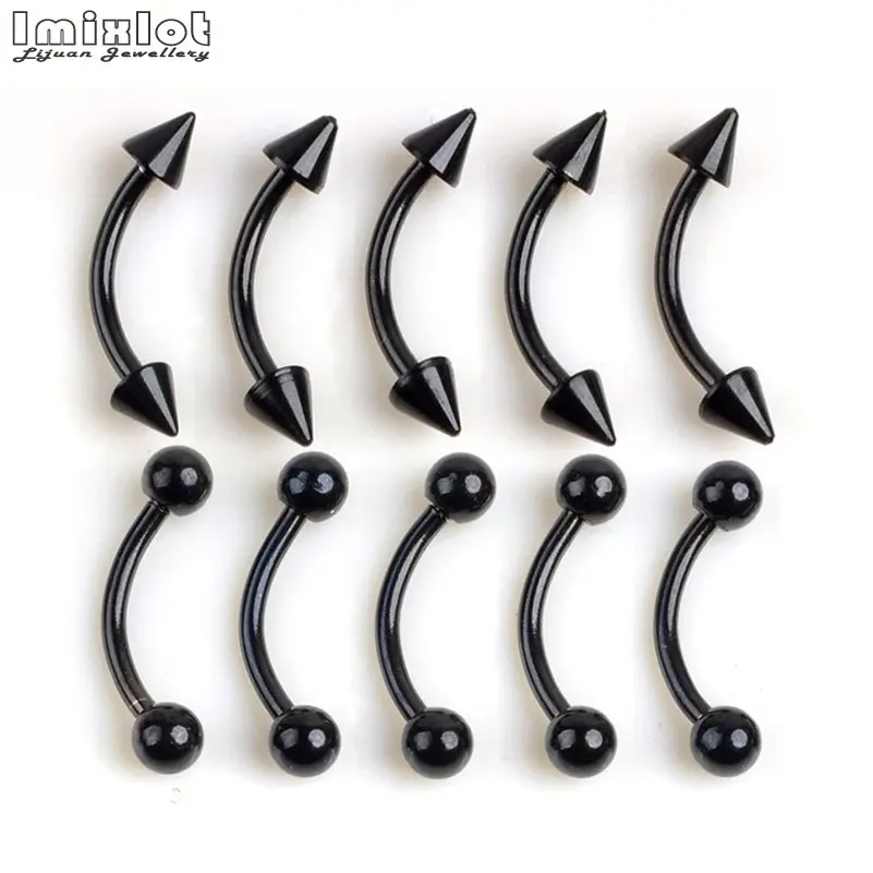 18g Black Spike&Ball Curved Eyebrow Barbell Piercing Surgical Steel Banana Eyebrow Ear Cartilage Tragus Piercing Jewelry
18g Black Spike&Ball Curved Eyebrow Barbell Piercing Surgical Steel Banana Eyebrow Ear Cartilage Tragus Piercing Jewelry