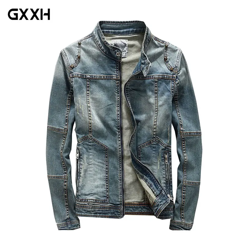 2019 High Quality Spring/Autumn Men's Jeans Jacket Coat Men Slim Fit Denim Outerwear Vintage Stand Collar Jean Jacket Size M-3XL
2019 High Quality Spring/Autumn Men's Jeans Jacket Coat Men Slim Fit Denim Outerwear Vintage Stand Collar Jean Jacket Size M-3XL