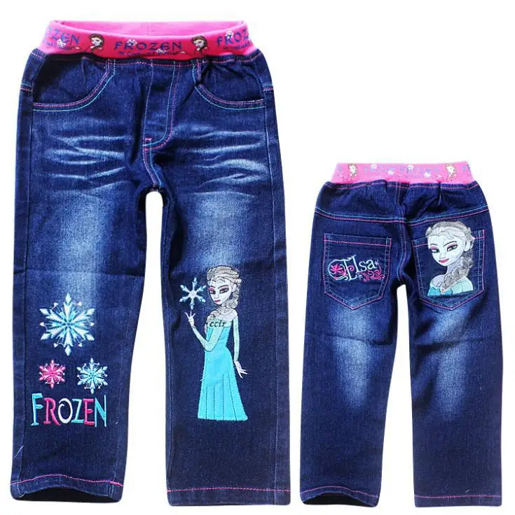 2014 autumn Children's girls Frozen Cotton hoodies + Jeans Suits 2 piece set wholesale 6 set/lot 704 pink Rose | Детская одежда и
