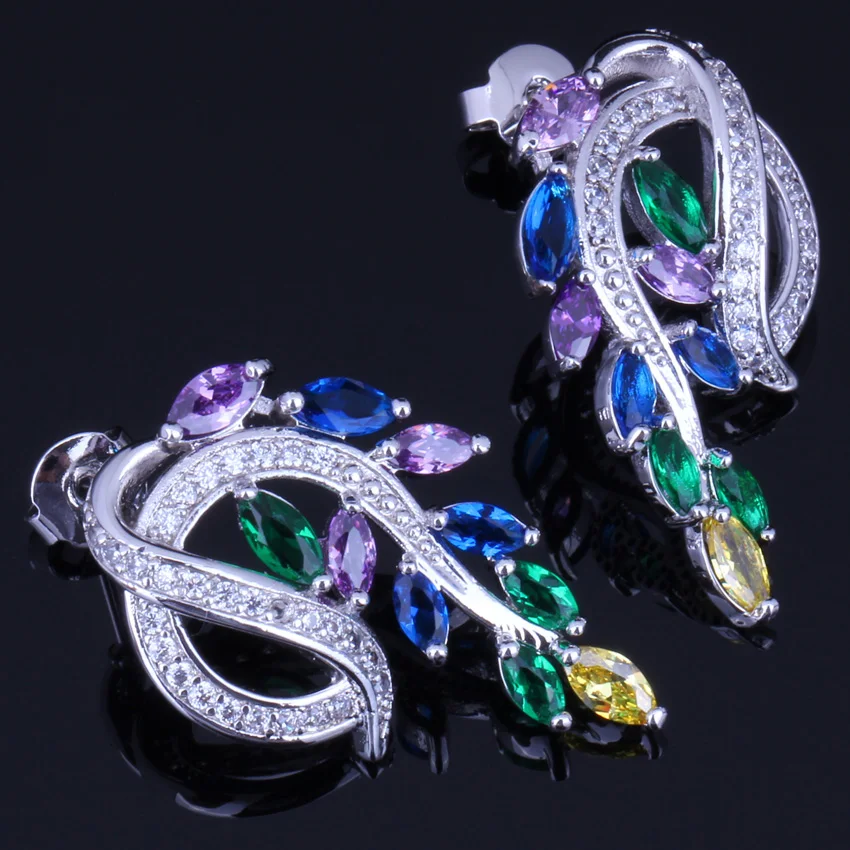 Fabulous Plant Multigem Multicolor Cubic Zirconia Silver Plated Stud Earrings V0190
Fabulous Plant Multigem Multicolor Cubic Zirconia Silver Plated Stud Earrings V0190