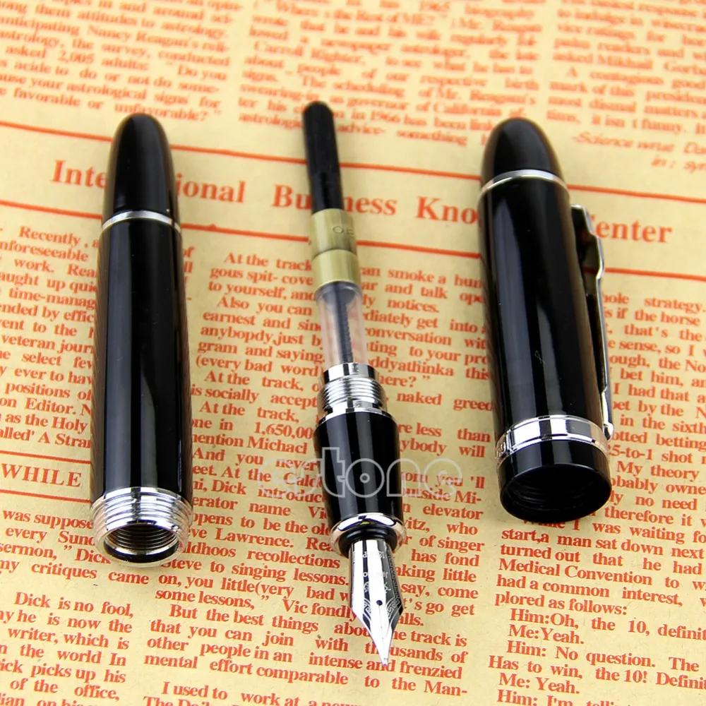 New Jinhao 159 Black And Silver M Nib Fountain Pen Thick
