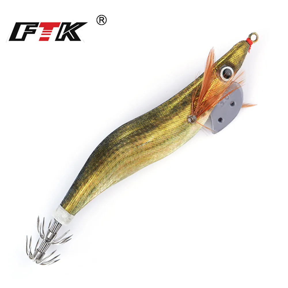 FTK 1PC Hard Plastic Octopus Squid Jigs Fishing Lures Mixed Color Cuttlefish Artificial Bait Wood Shrimp lead weight 1.5g-4.0g | Спорт и