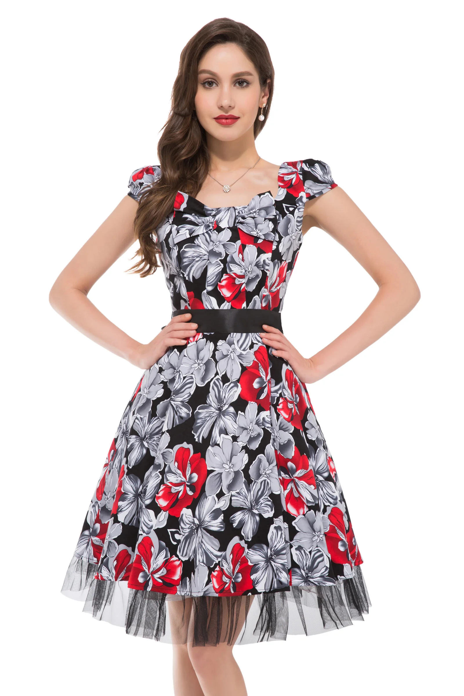Женское платье 50s в стиле панк свободное горошек винтажное трапециевидной формы