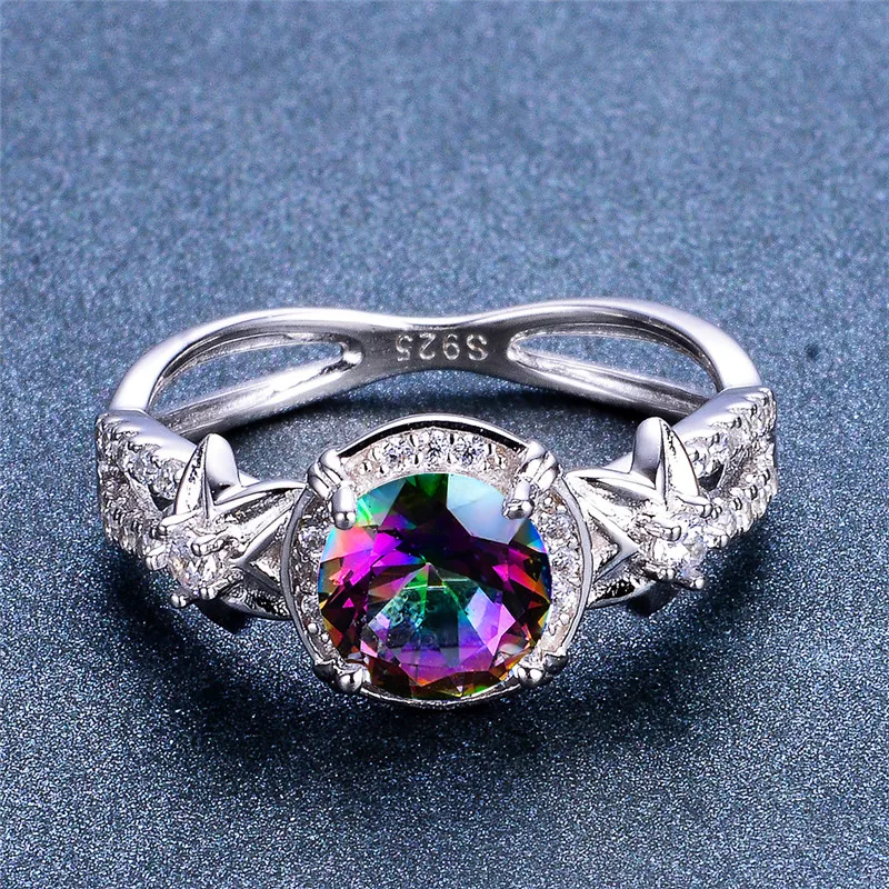 Mystery Female Rainbow Stone Ring Cute 925 Sterling Silver Flower Ring Vintage Wedding Bands Promise Engagement Rings For Women
Mystery Female Rainbow Stone Ring Cute 925 Sterling Silver Flower Ring Vintage Wedding Bands Promise Engagement Rings For Women