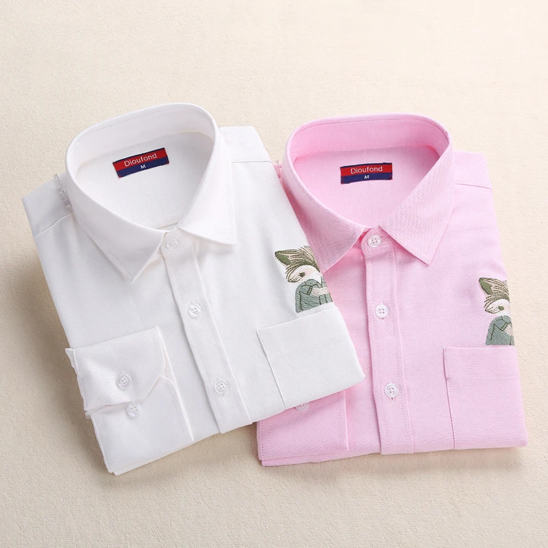 Dioufond Women Embroidery Blouse 2020 Casual Animal Shirts Solid Long Sleeve Shirt Cotton Oxford Ladies Tops Fox Blouses Women
Dioufond Women Embroidery Blouse 2020 Casual Animal Shirts Solid Long Sleeve Shirt Cotton Oxford Ladies Tops Fox Blouses Women