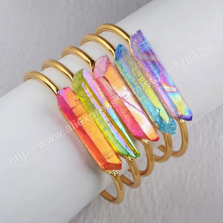 BOROSA Fashion 5Pcs/lot Crystal Bangle Rainbow Aura Quartz Crystal Point Bangles ,Gold Color Druzy Bangles 343HD
BOROSA Fashion 5Pcs/lot Crystal Bangle Rainbow Aura Quartz Crystal Point Bangles ,Gold Color Druzy Bangles 343HD