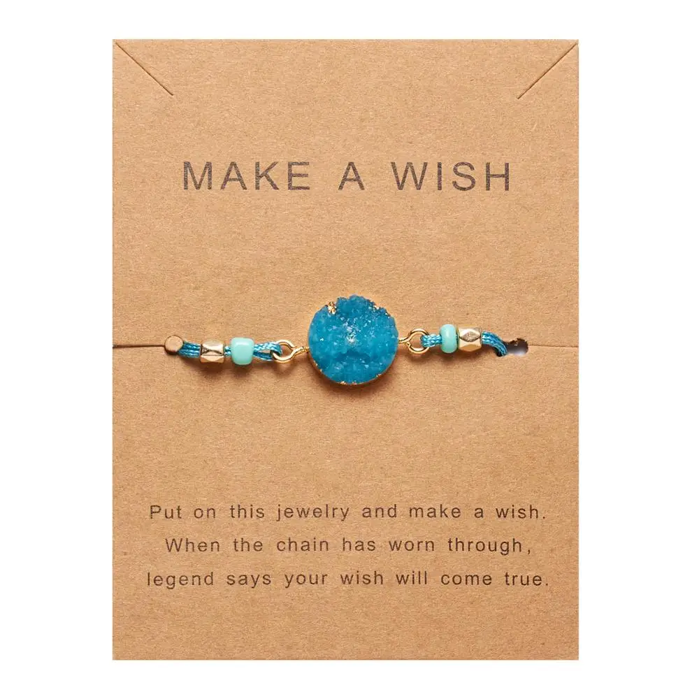 Rinhoo 7*9.5cm Make a Wish Cardboard 6 Colors Natural Stone Pendant Adjustable Woven Bracelet Fashion Jewelry Gift For Women
Rinhoo 7*9.5cm Make a Wish Cardboard 6 Colors Natural Stone Pendant Adjustable Woven Bracelet Fashion Jewelry Gift For Women